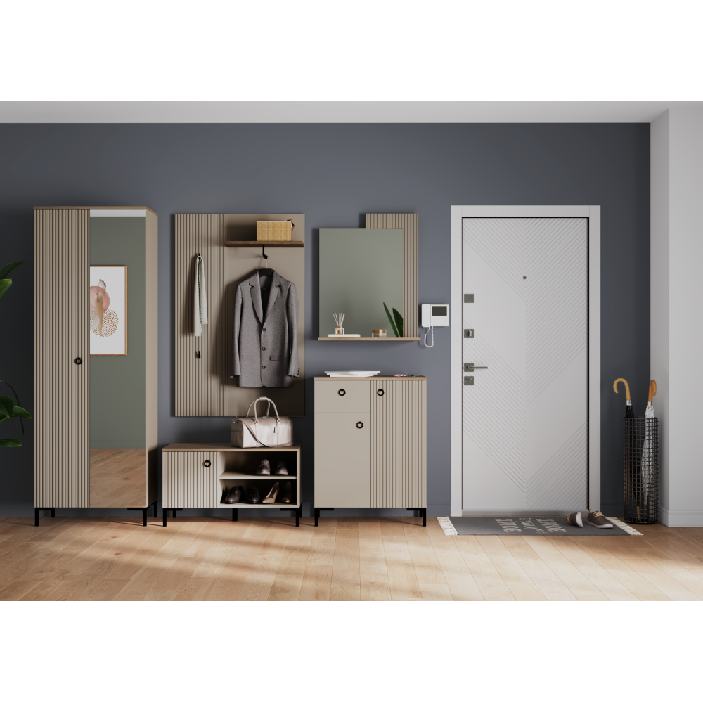 Zrkadlo 65, sivohnedá Taupe/dub silverjack, DOMCA