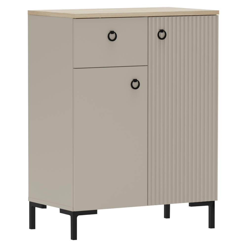 Komoda, šedohnědá Taupe/dub silverjack, DOMCA 2D1S