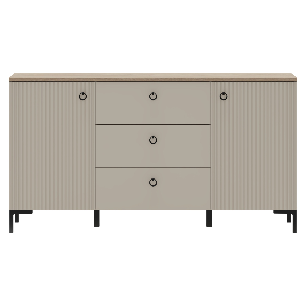 Komoda, sivohnedá Taupe/dub silverjack, DOMCA 2D3S