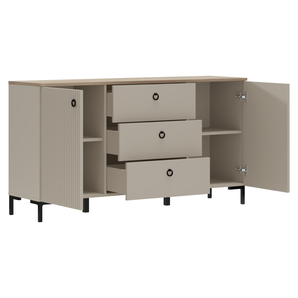 Komoda, sivohnedá Taupe/dub silverjack, DOMCA 2D3S