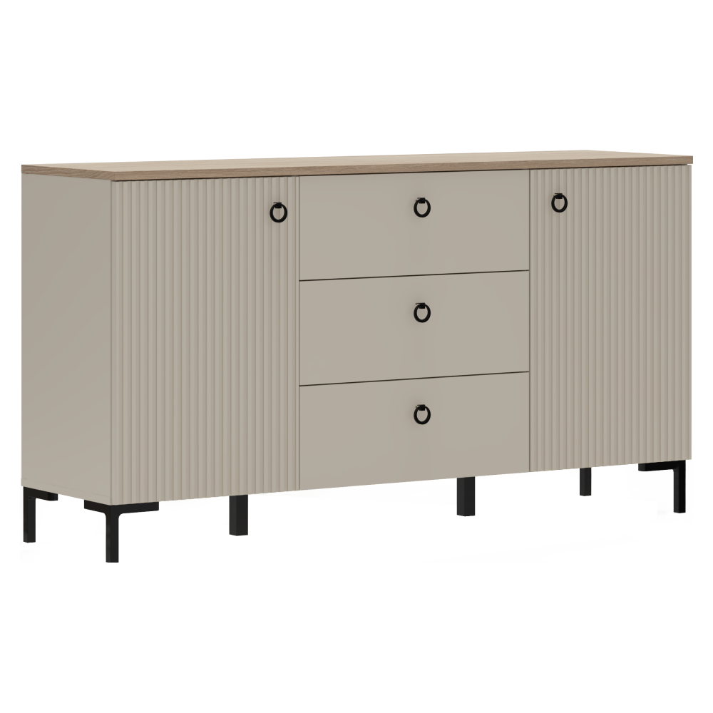 Komoda, šedohnědá Taupe/dub silverjack, DOMCA 2D3S