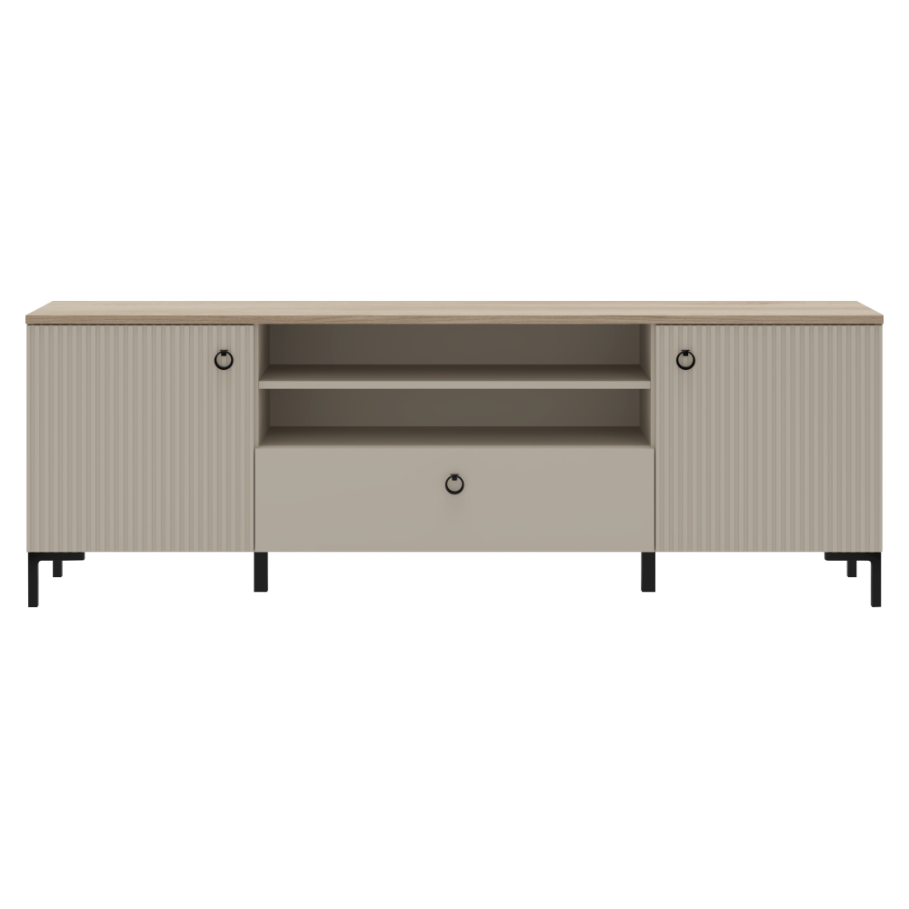 TV stolík, sivohnedá Taupe/dub silverjack, DOMCA 2D1S