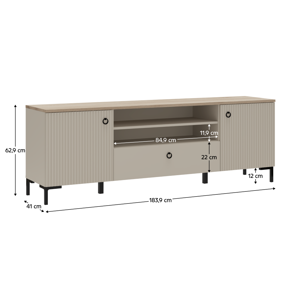 TV stolík, sivohnedá Taupe/dub silverjack, DOMCA 2D1S