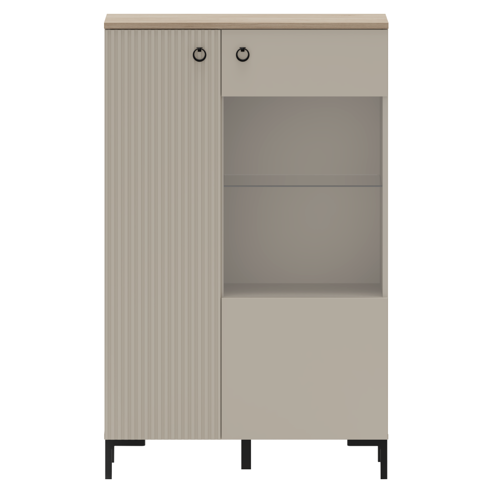 Nízka vitrína, sivohnedá Taupe/dub silverjack, DOMCA 1D1W/140