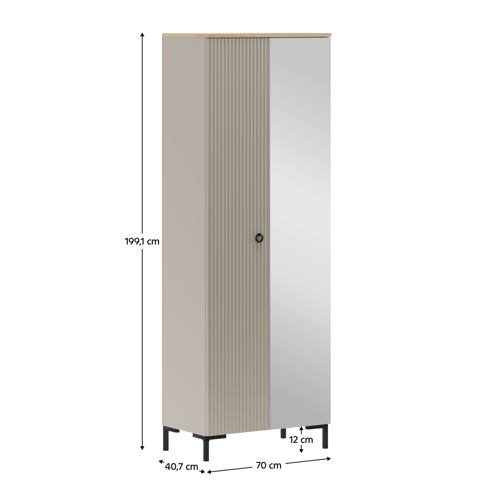 Skriňa so zrkadlom, sivohnedá Taupe/dub silverjack, DOMCA 2D
