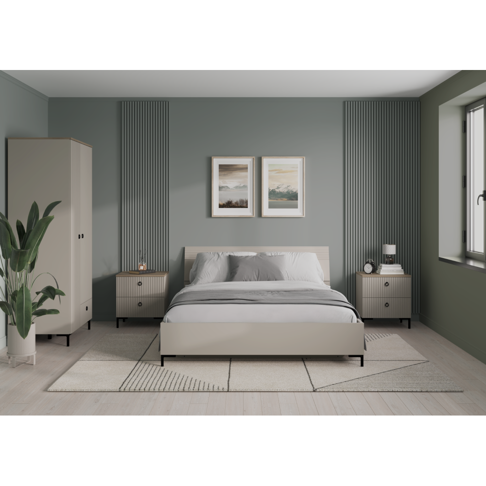 Skriňa so zrkadlom, sivohnedá Taupe/dub silverjack, DOMCA 2D