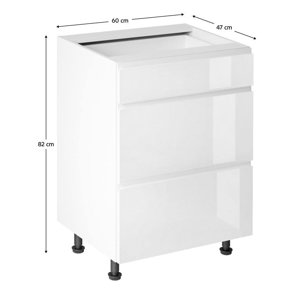 Spodná skrinka, biela/biela extra vysoký lesk HG, AURORA D60S3