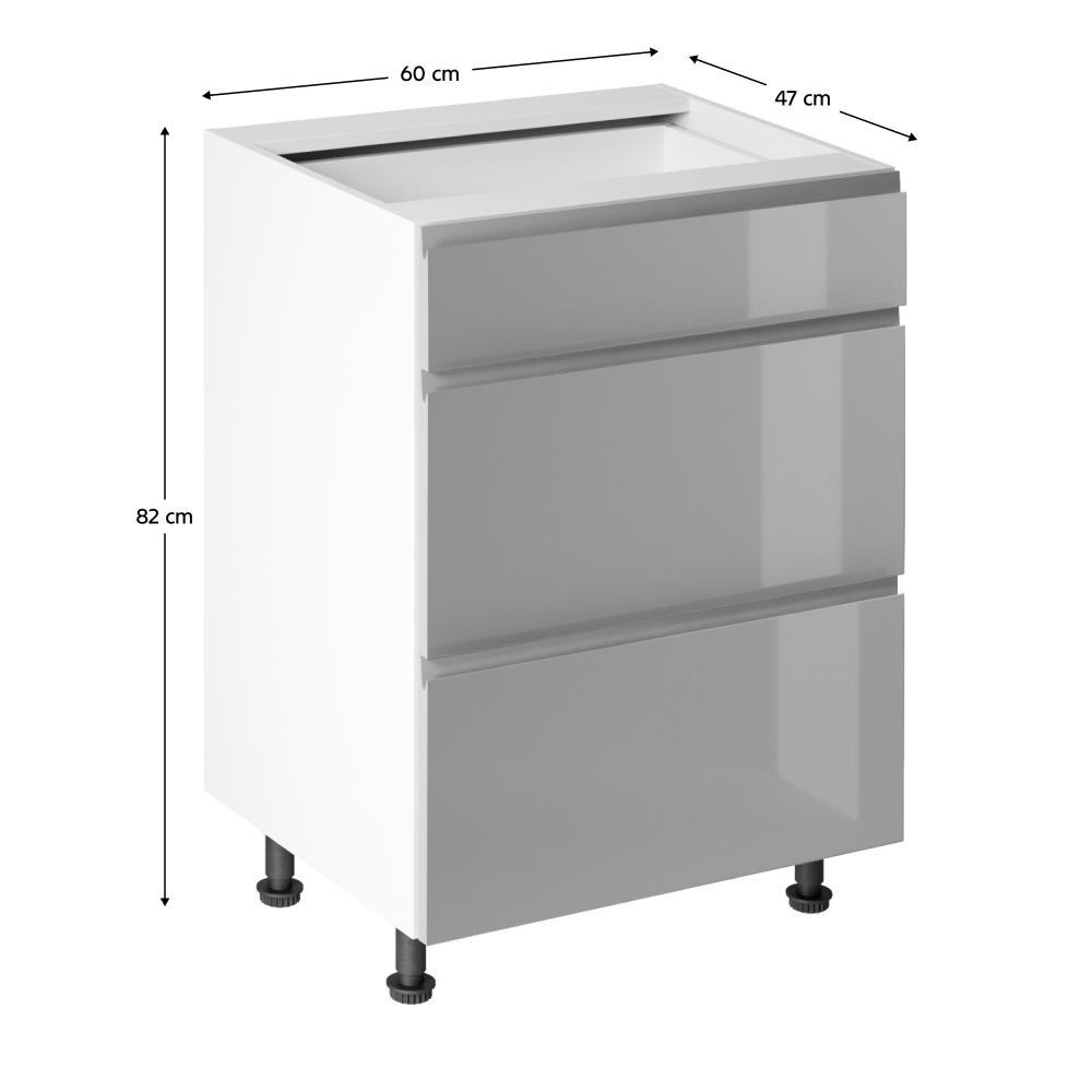 Spodná skrinka, biela/sivá extra vysoký lesk HG, AURORA D60S3