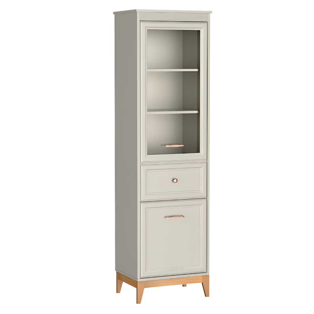 Vitrína, kašmír krémová/dub, VENDY W-6