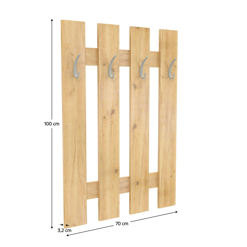 Vešiaková stena, dub artisan, KORADO NEW KV11