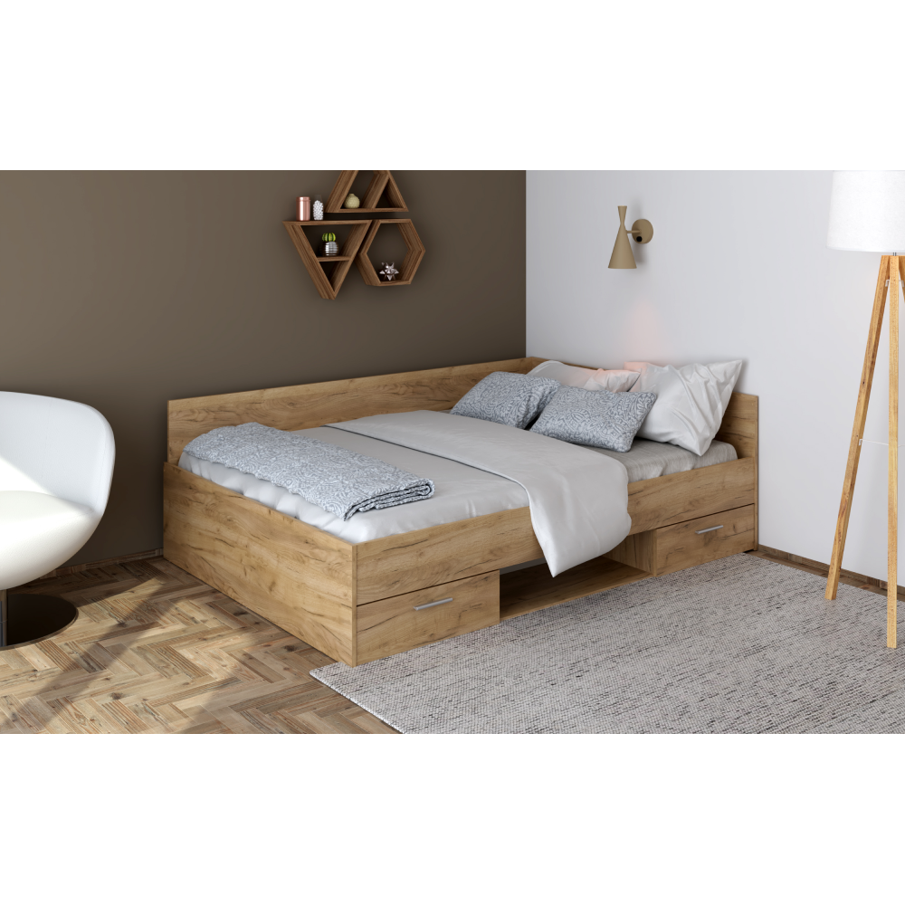 Posteľ, 140x200, dub artisan, BOAT