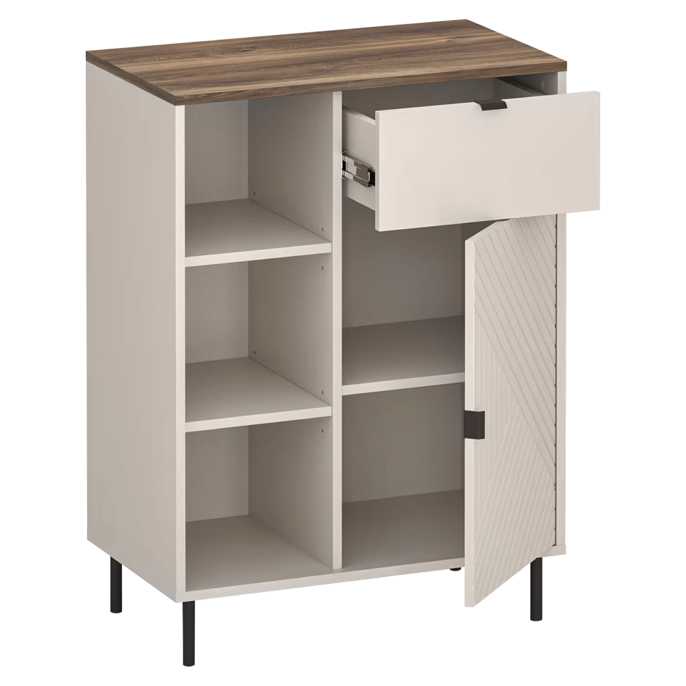 Nízky regál, kašmír/dub castello, EYCO 1D1S