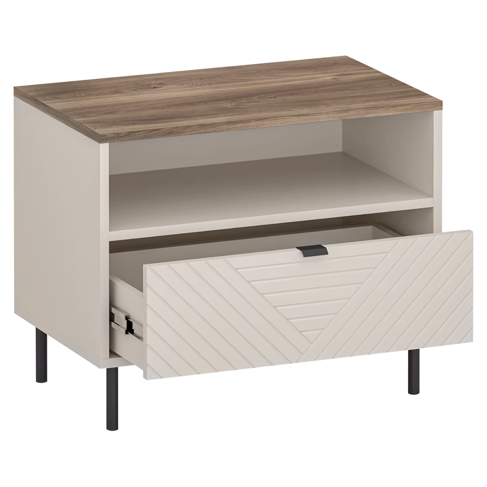 Nočný stolík, kašmír/dub castello, EYCO 1S