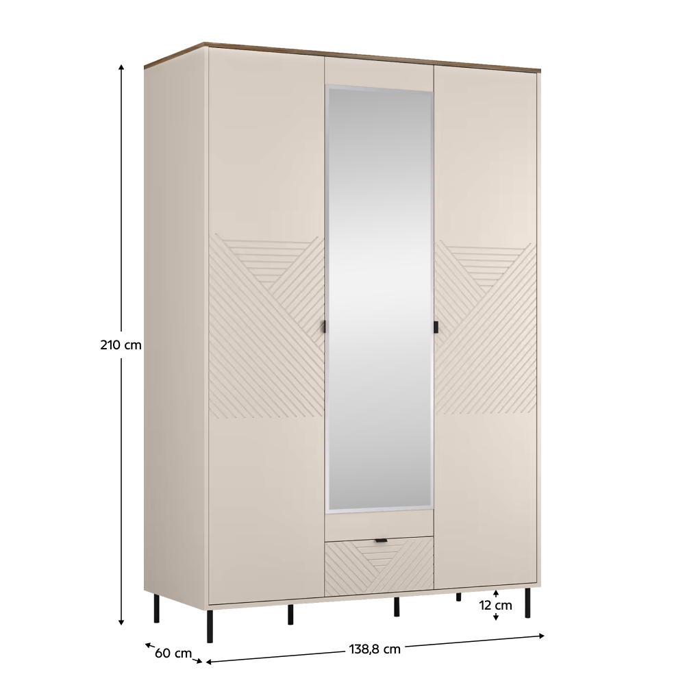 Skriňa, kašmír/dub castello, EYCO 3D1S