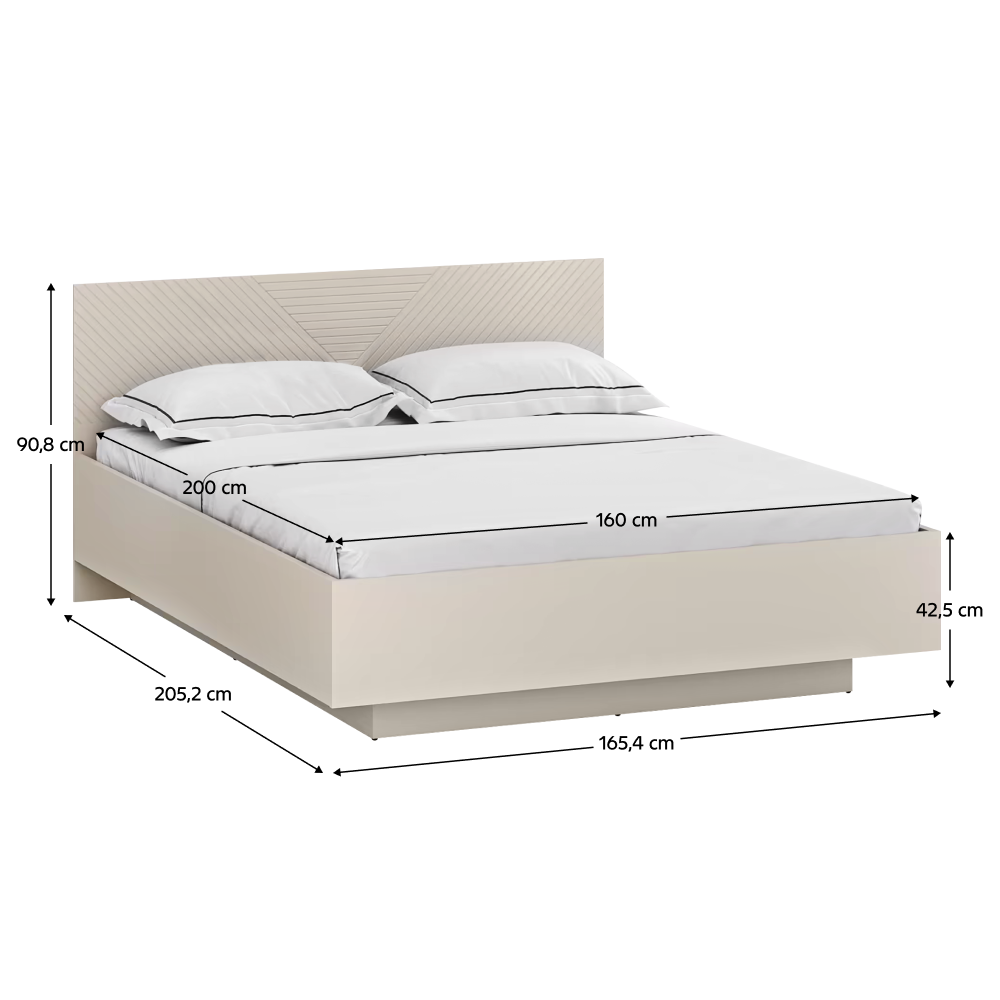 Posteľ s roštom, 160x200, kašmír/dub castello, EYCO