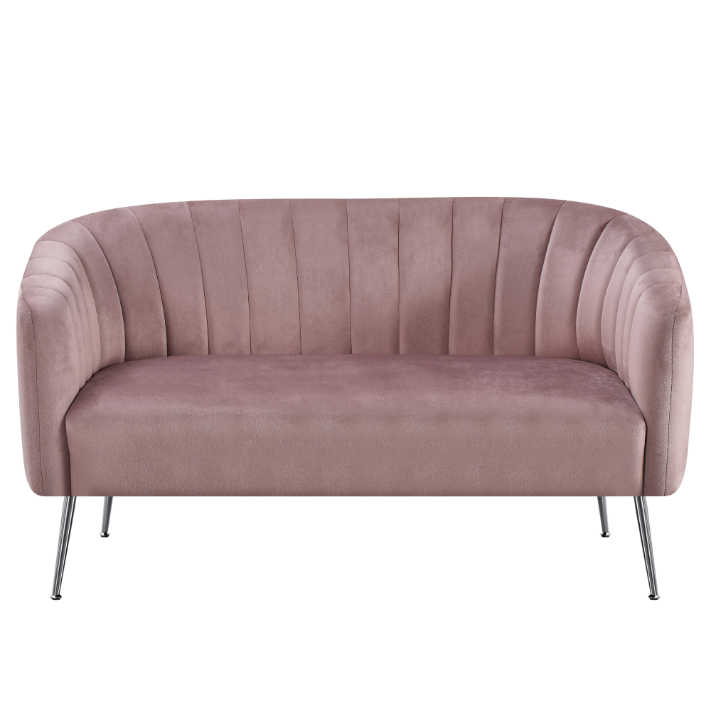 Dizajnový 2-sed, ružová Velvet látka/chróm-strieborný, BAGY