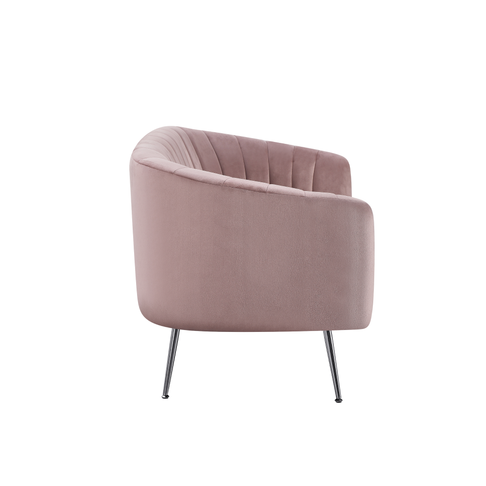 Dizajnový 2-sed, ružová Velvet látka/chróm-strieborný, BAGY