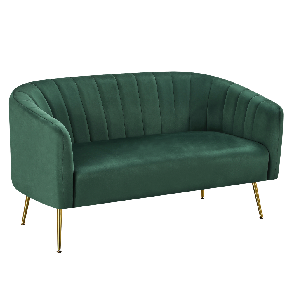 Dizajnový 2-sed, tmavozelená Velvet látka/gold chróm-zlatý, BAGY