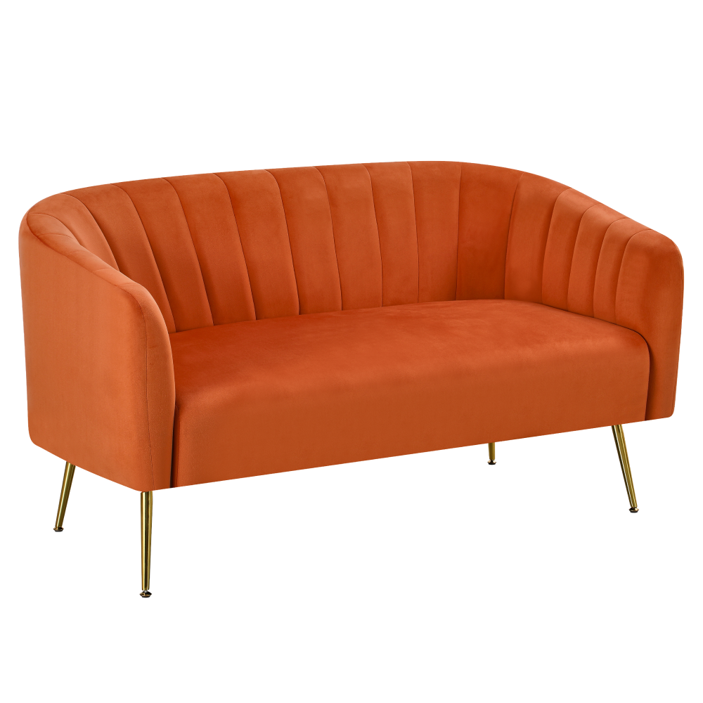 Designový 2-sed, terakota Velvet látka/gold chrom-zlatý, BAGY