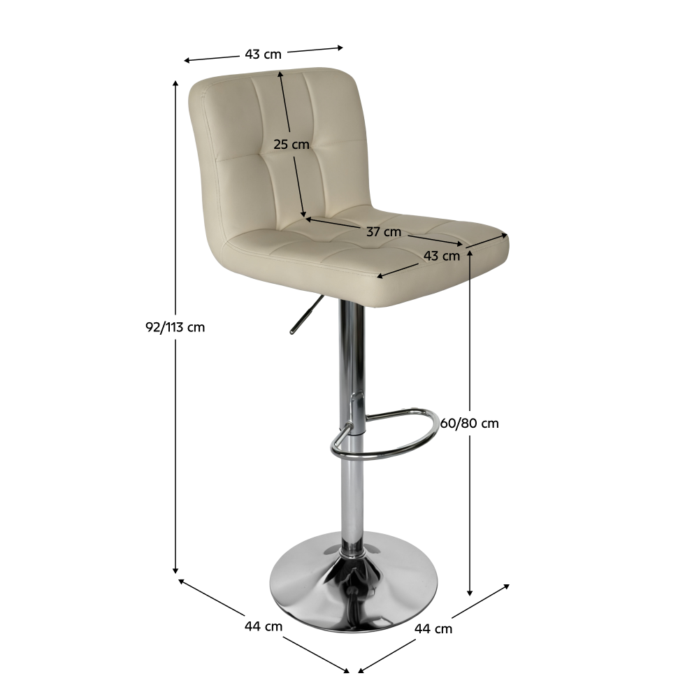 Barová stolička, béžová ekokoža/chróm, KANDY 2 NEW