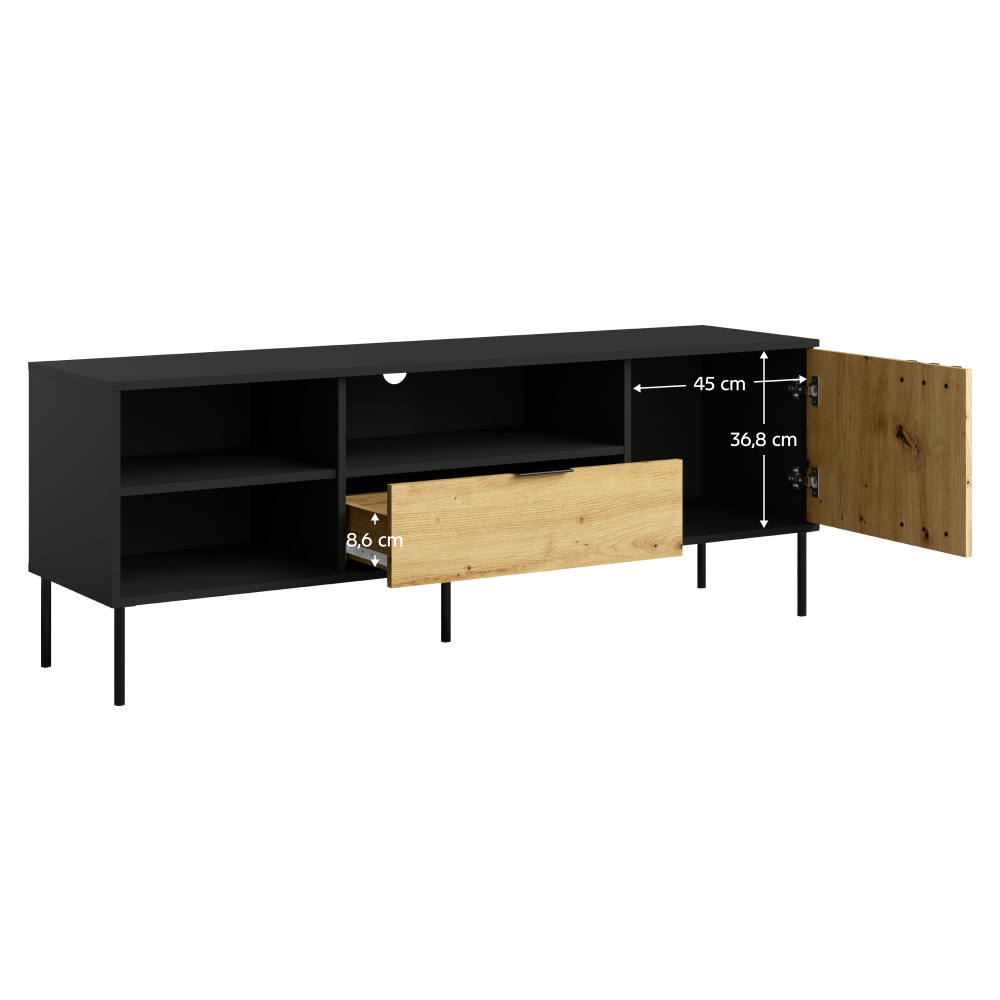 TV stolík, čierna/dub artisan, RIMINA