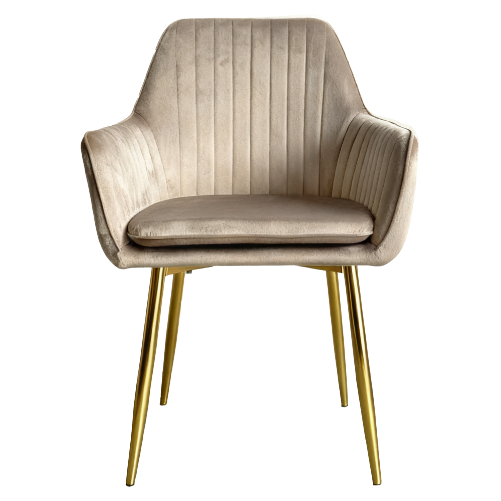 Jedálenské kreslo, sivohnedá taupe Velvet látka/gold chróm-zlatý, ADLAR