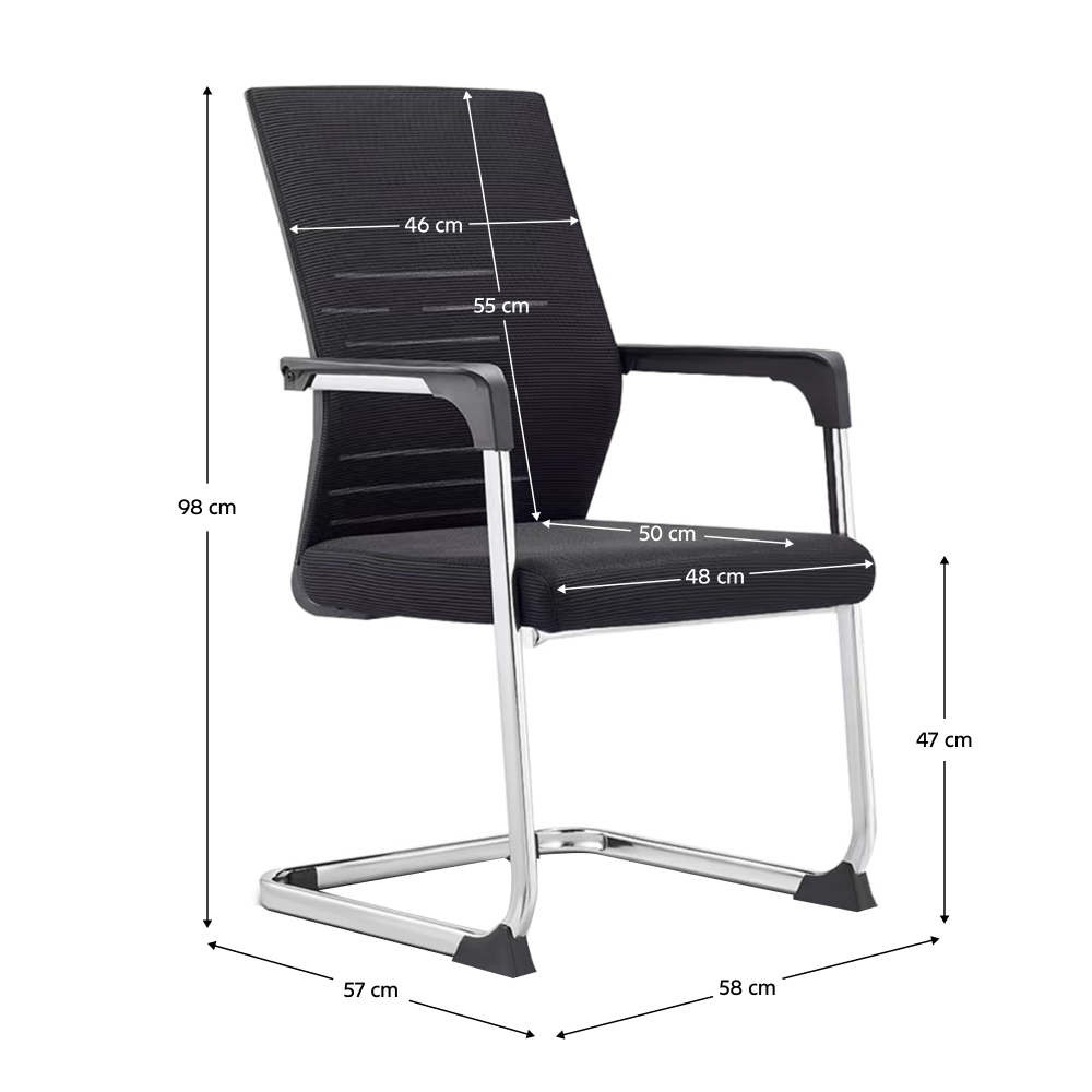 Zasadacia stolička, čierna/chróm, SALMAN NEW