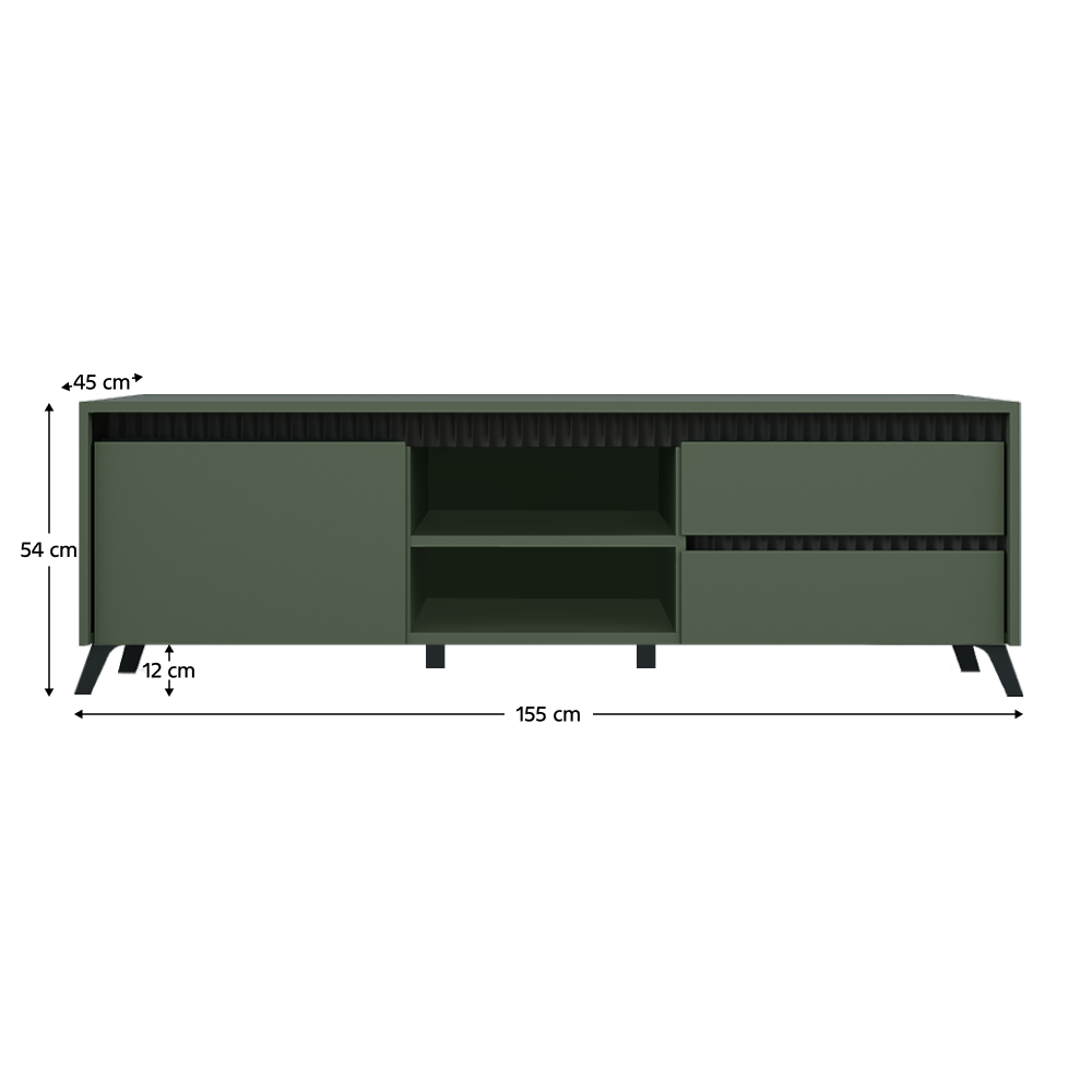 TV stolík, smoke zelená/čierna, LONGY RTV1K2So