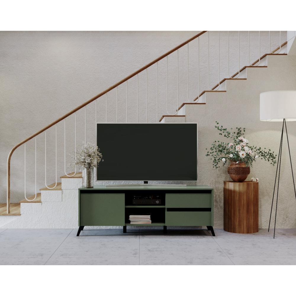 TV stolík, smoke zelená/čierna, LONGY RTV1K2So