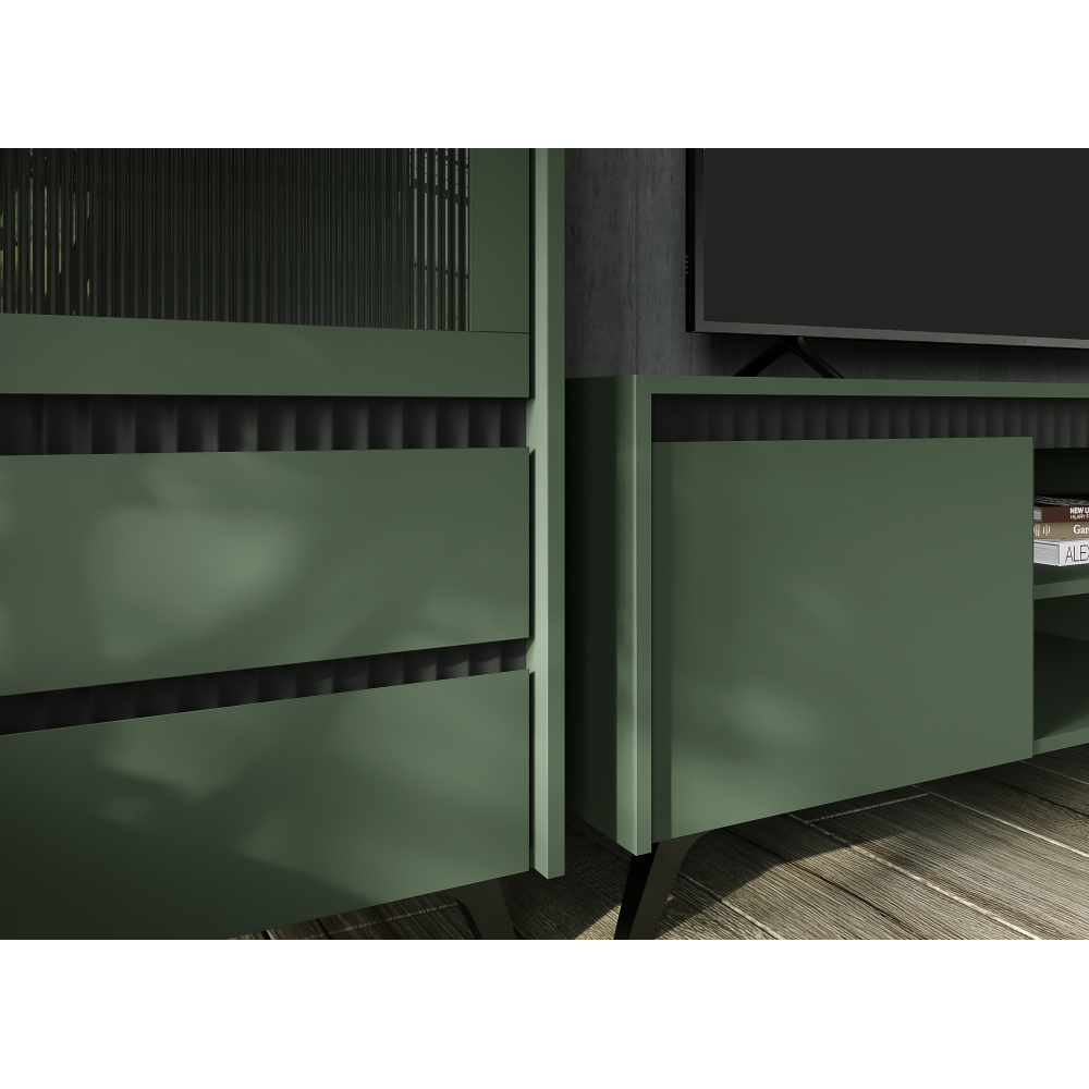 TV stolík, smoke zelená/čierna, LONGY RTV1K2So