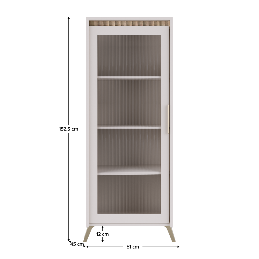 Vitrína, kašmír/dub sonoma, LONGY REG1W