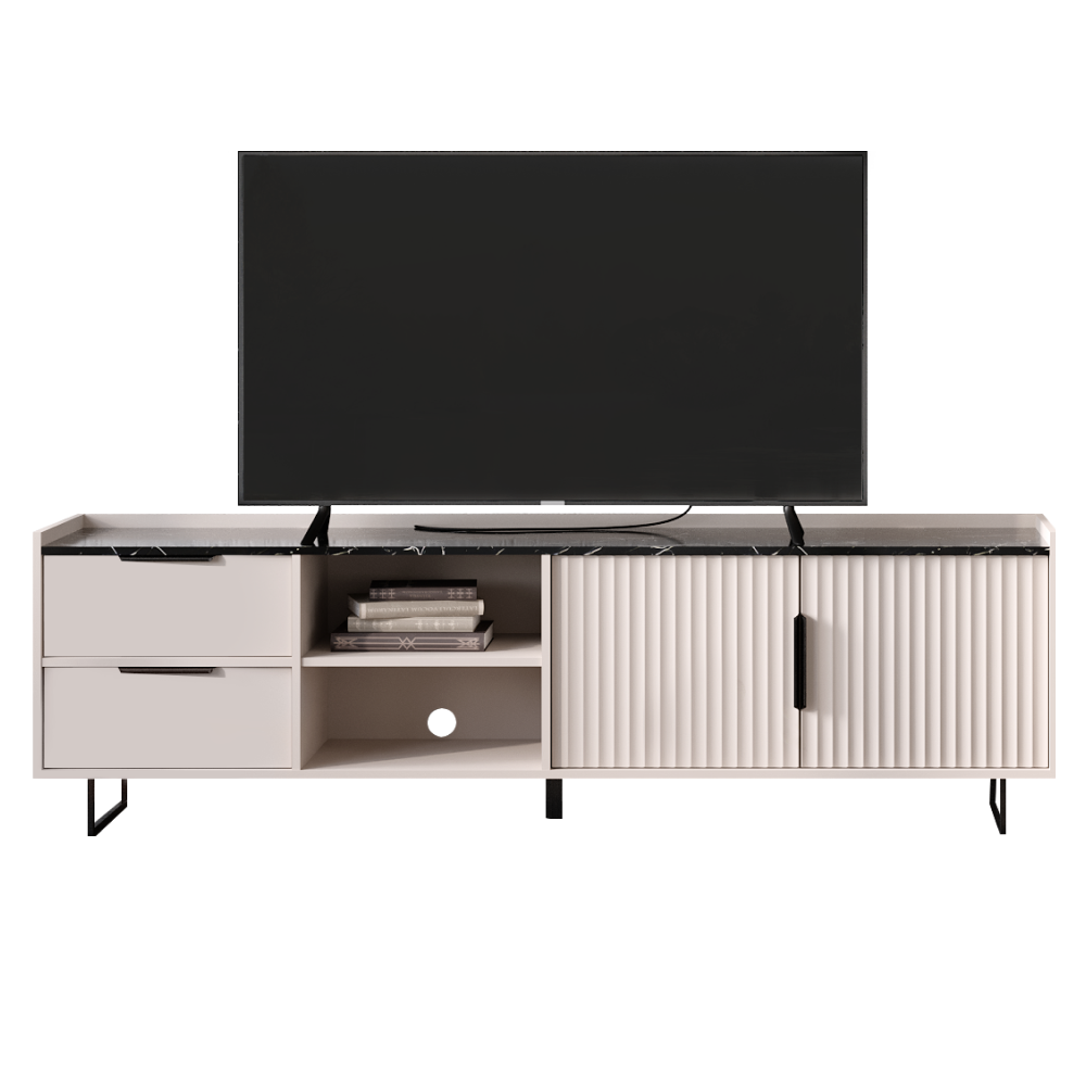 TV stolík, kašmír/tmavý mramor, FRESIO RTV2D2S