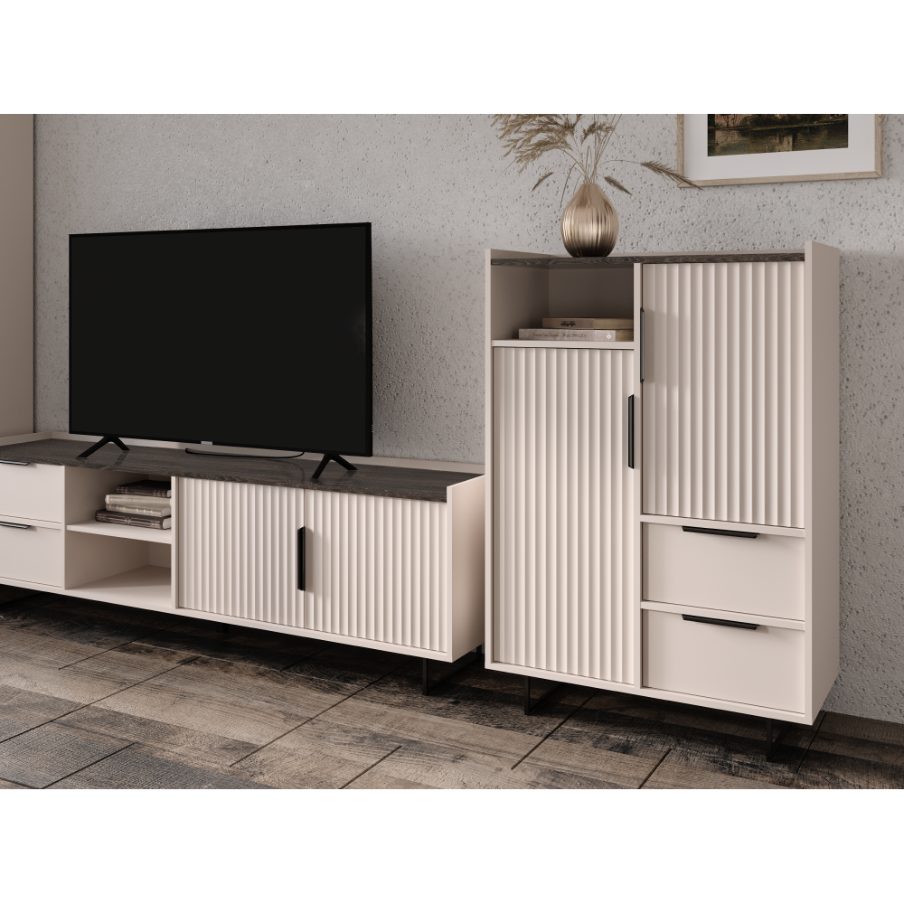 TV stolík, kašmír/norkový gaštan arvadonna, FRESIO RTV2D2S