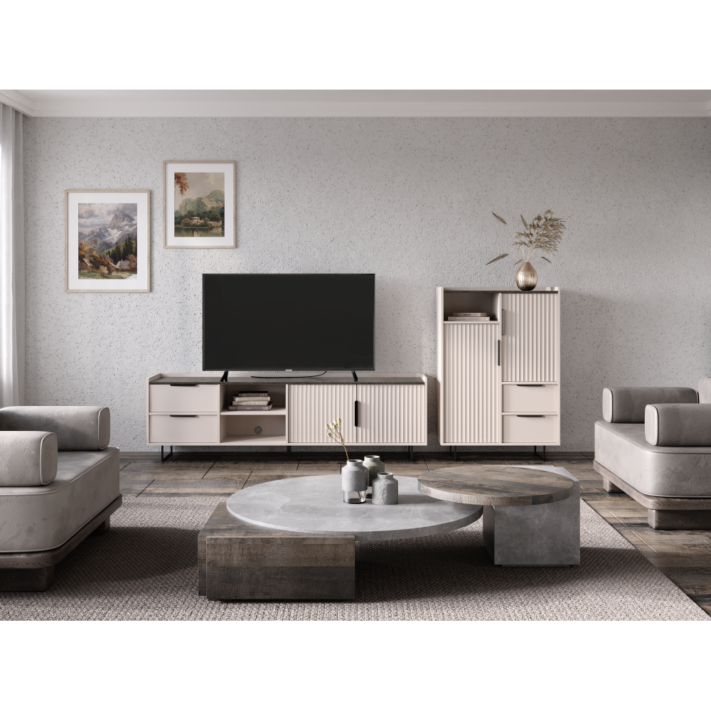 Komoda, kašmír/norkový gaštan arvadonna, FRESIO KOM2D2S