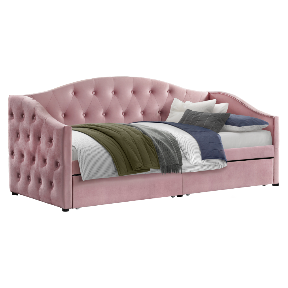Posteľ s úložným priestorom, 90x200, ružová Velvet látka, ZASKA