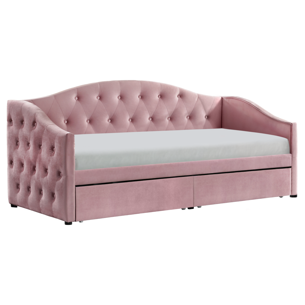 Posteľ s úložným priestorom, 90x200, ružová Velvet látka, ZASKA