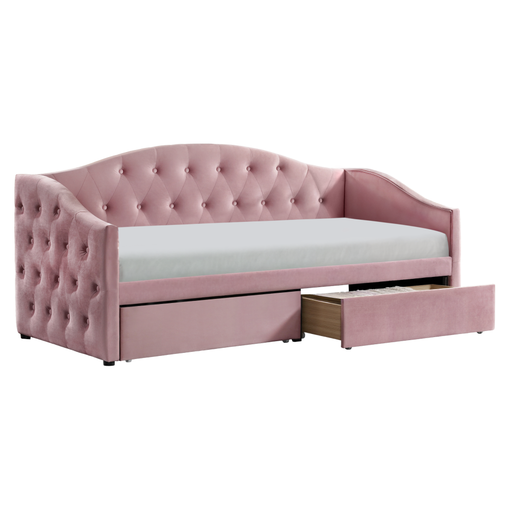 Posteľ s úložným priestorom, 90x200, ružová Velvet látka, ZASKA