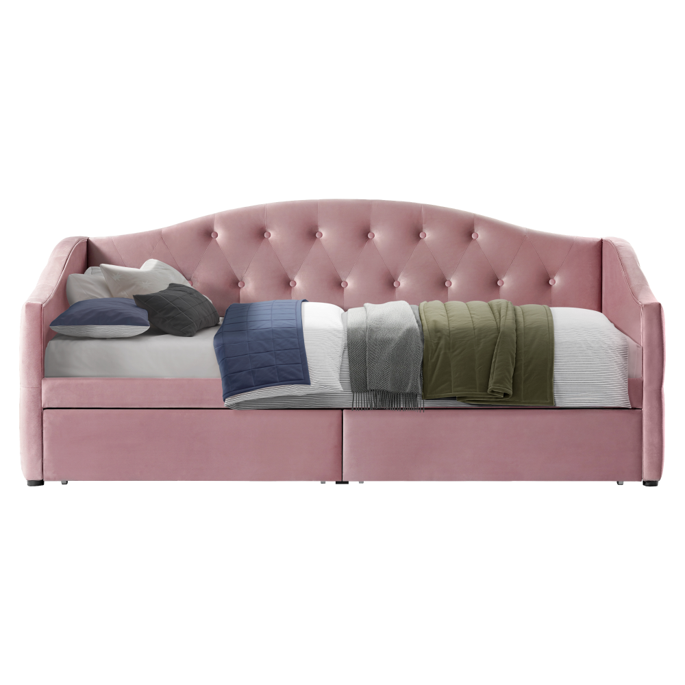 Posteľ s úložným priestorom, 90x200, ružová Velvet látka, ZASKA
