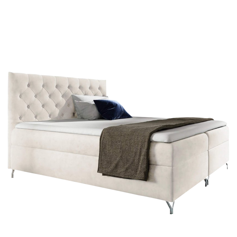 Boxspringová postel, 180x200, bílá látka Velvet, GULIETTE + dárek P1, poškozené zboží