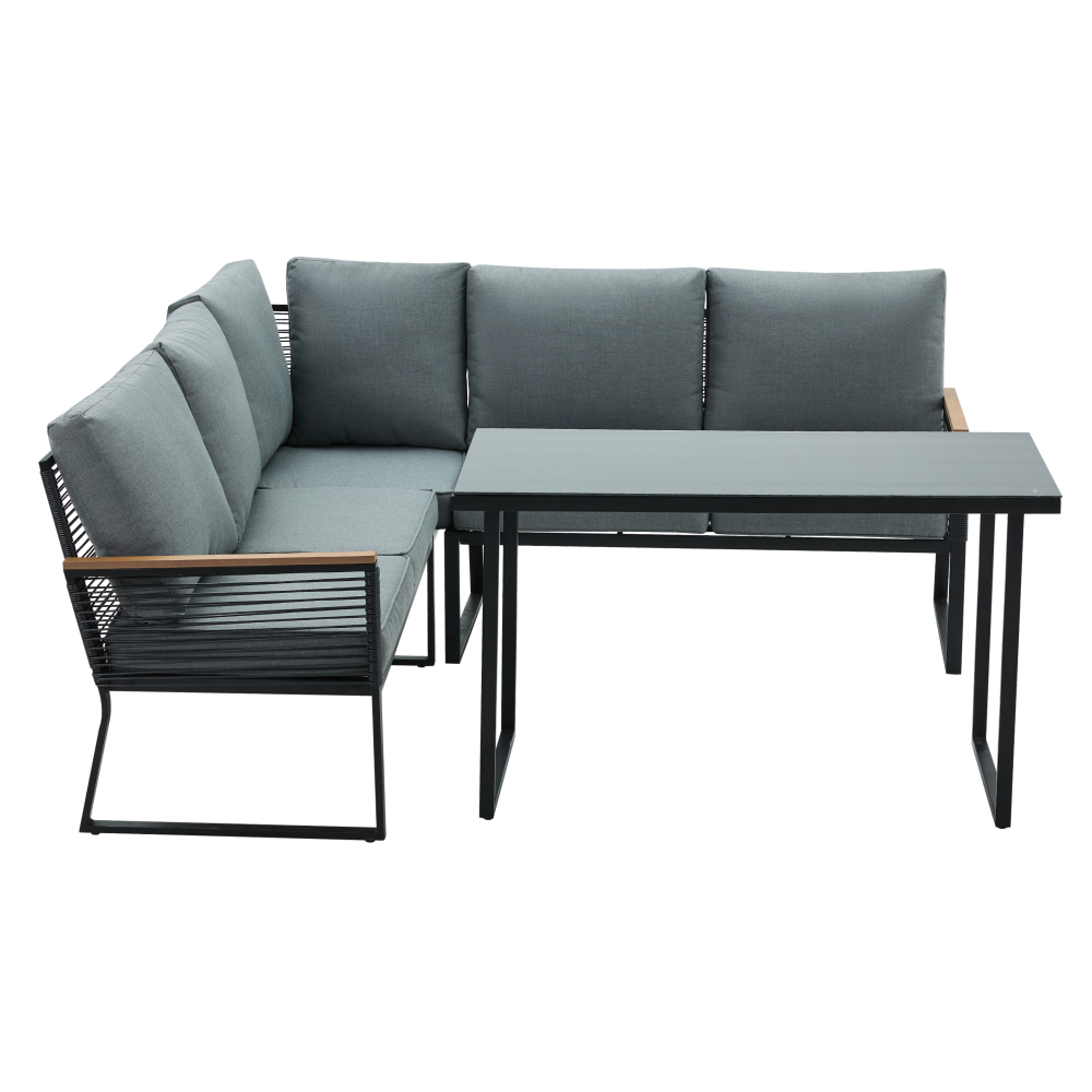 Záhradný set, čierna/sivá, FARLY