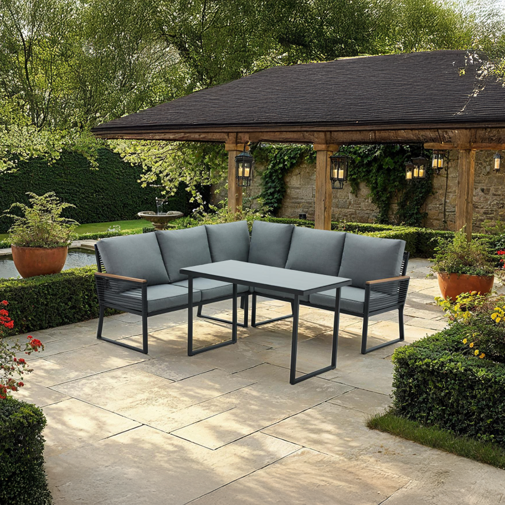 Záhradný set, čierna/sivá, FARLY