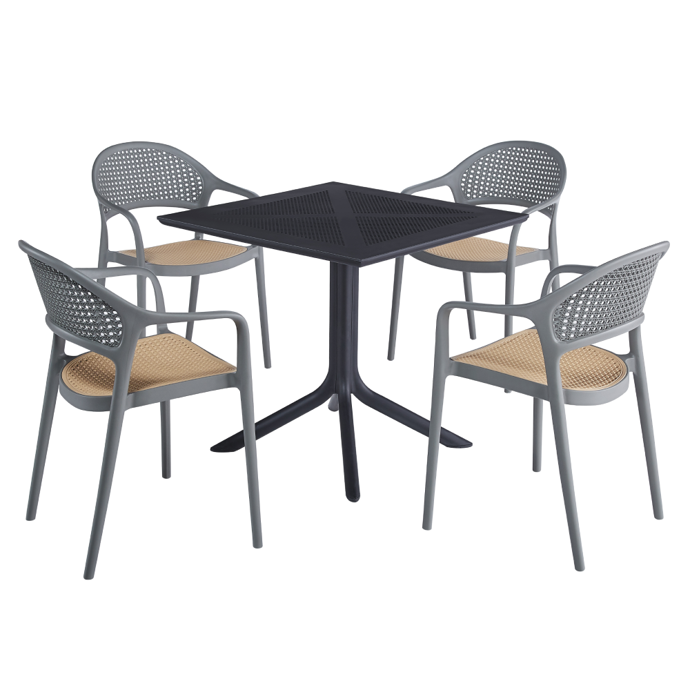 Stohovateľná stolička, sivá/béžová, LADIS