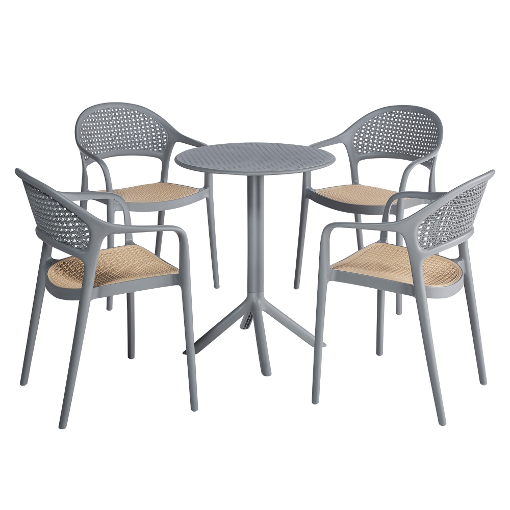 Stohovateľná stolička, sivá/béžová, LADIS