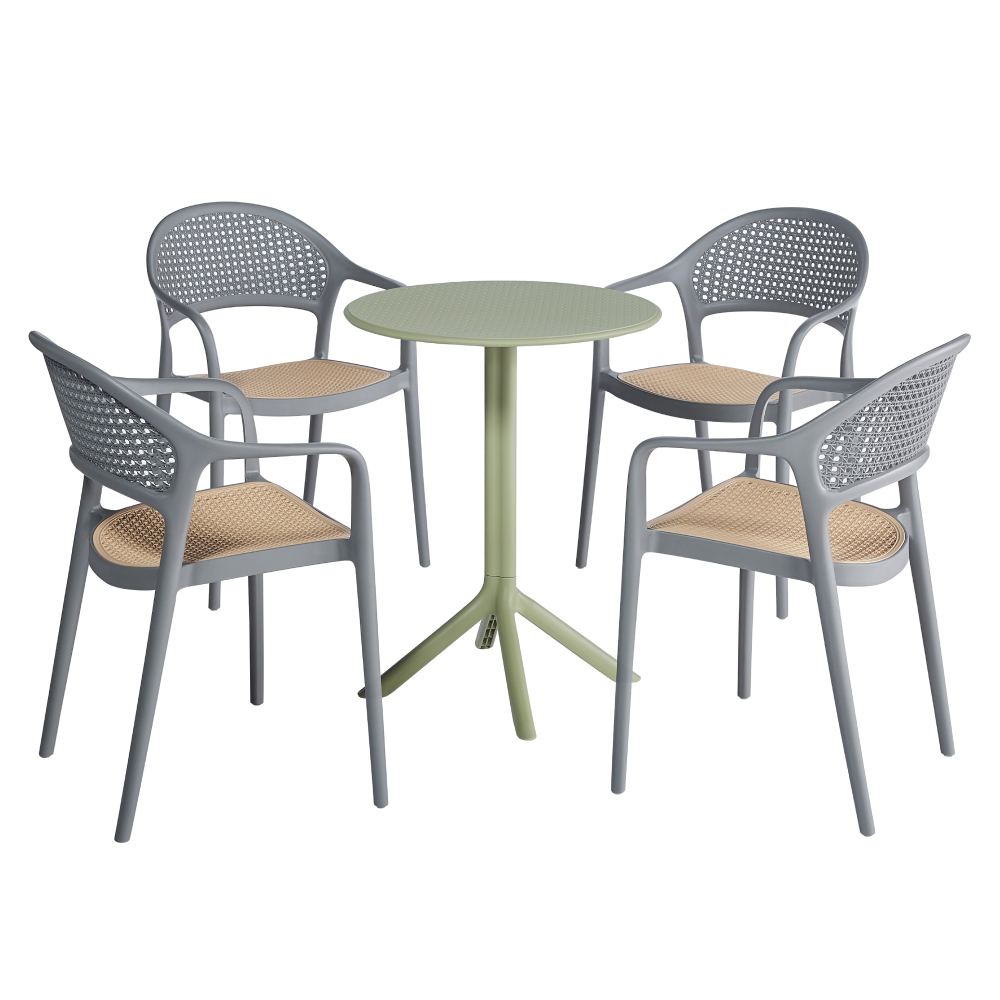 Stohovateľná stolička, sivá/béžová, LADIS