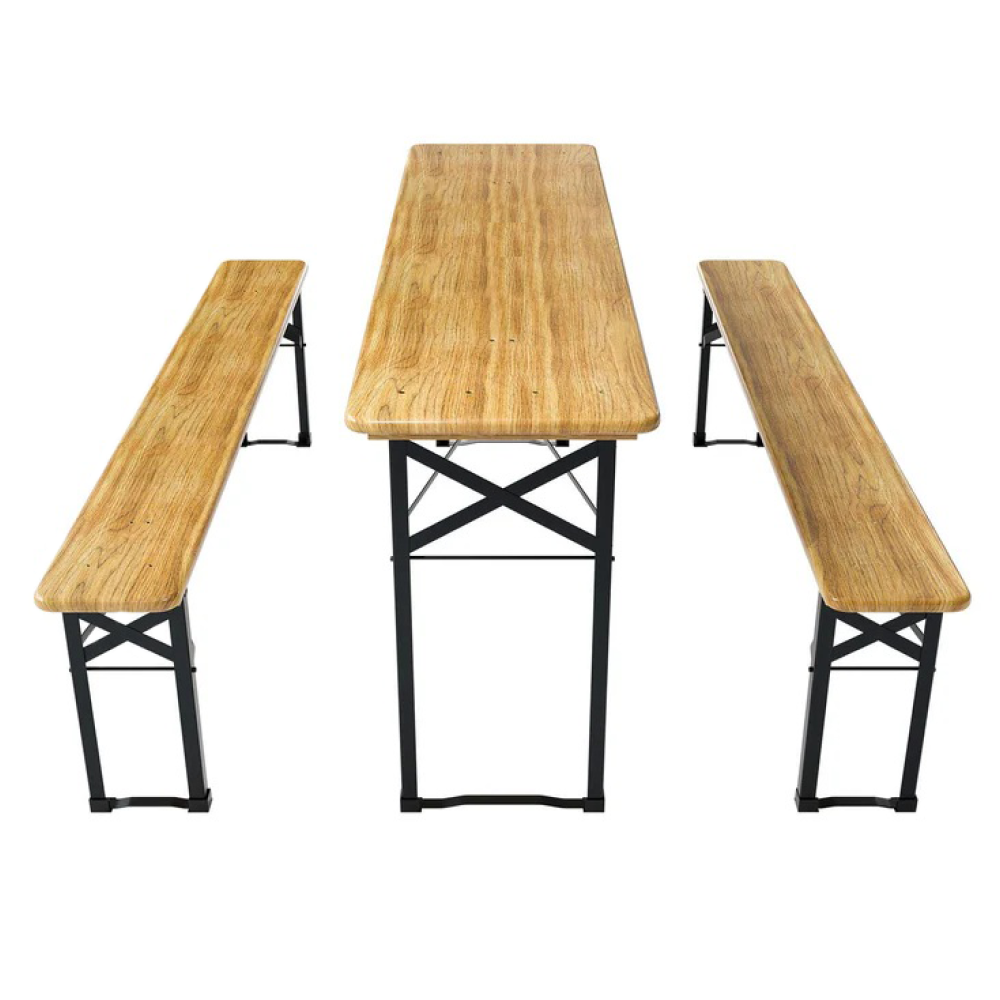 Pivný set 1+2, drevo/kov, prírodná/čierna, LORIS