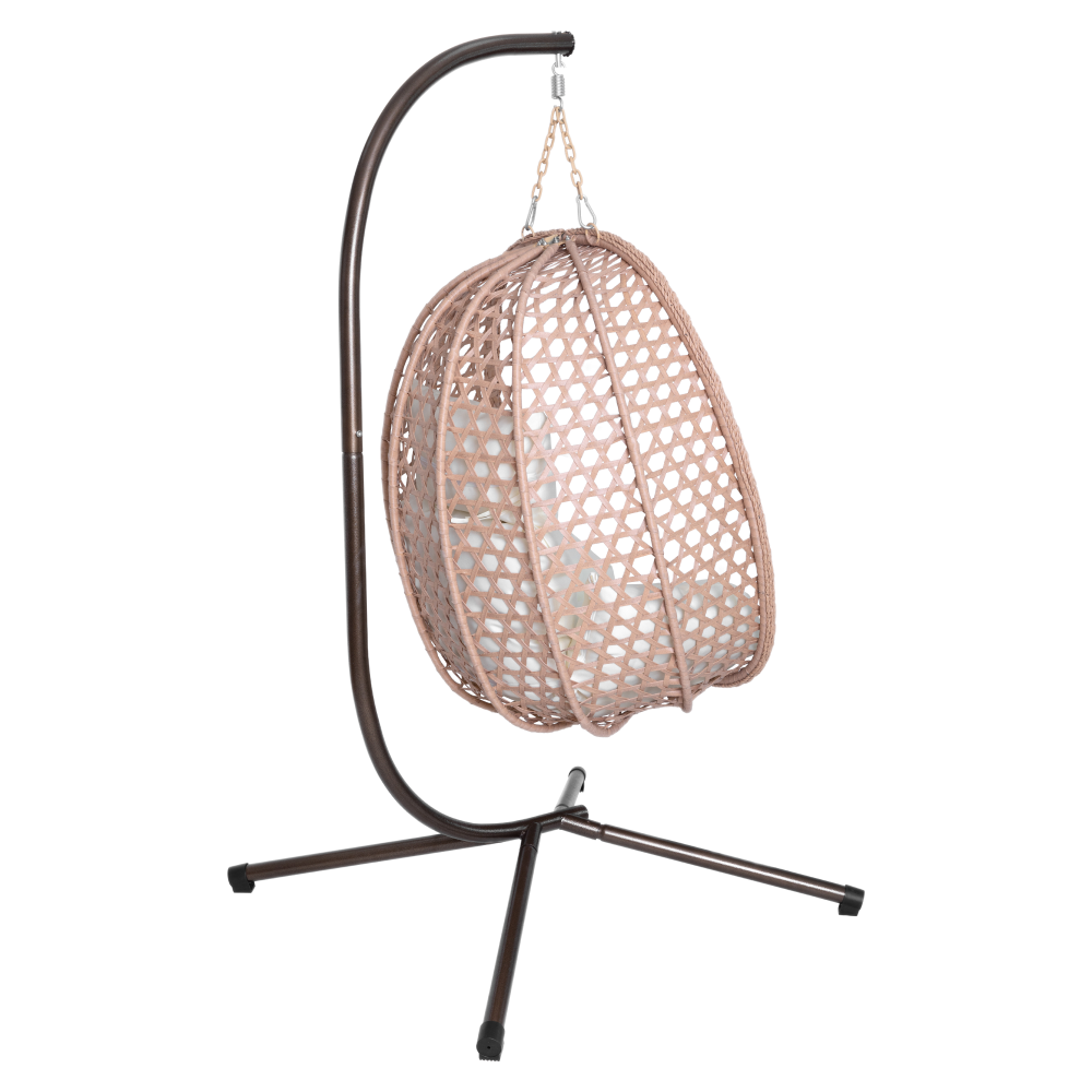 Závesné kreslo, skladacie, medená/béžová/krémová, SANAN