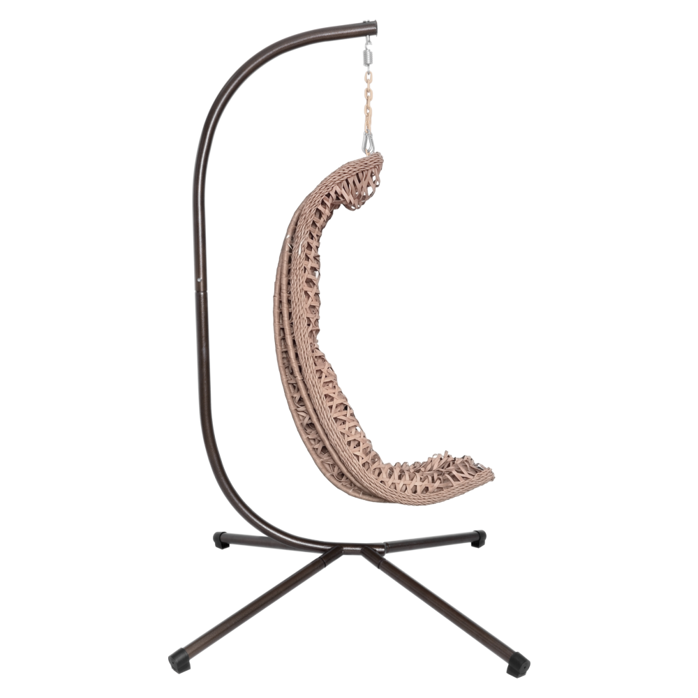 Závesné kreslo, skladacie, medená/béžová/krémová, SANAN