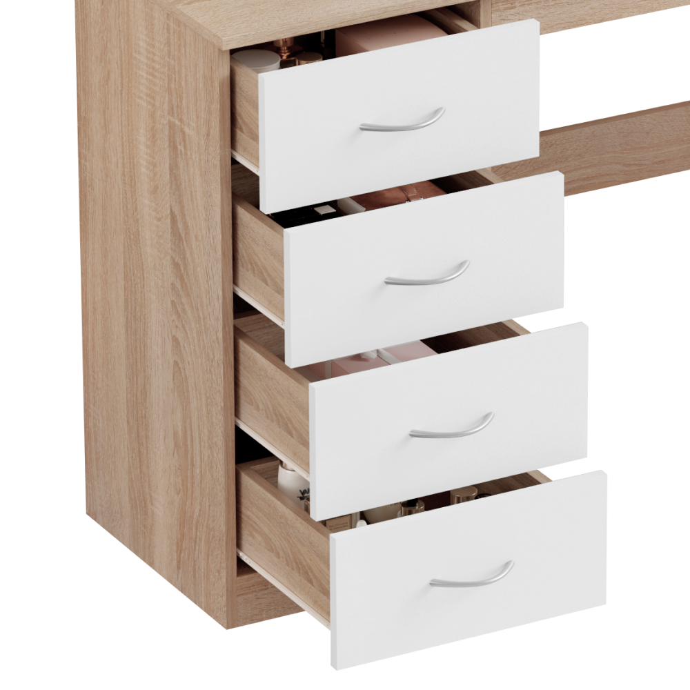 Toaletný stolík, dub sonoma/biela, KLEVIS