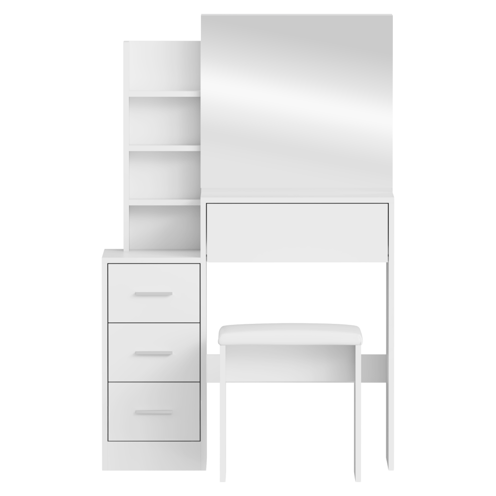 Toaletný stolík s taburetom, biela, RADAS