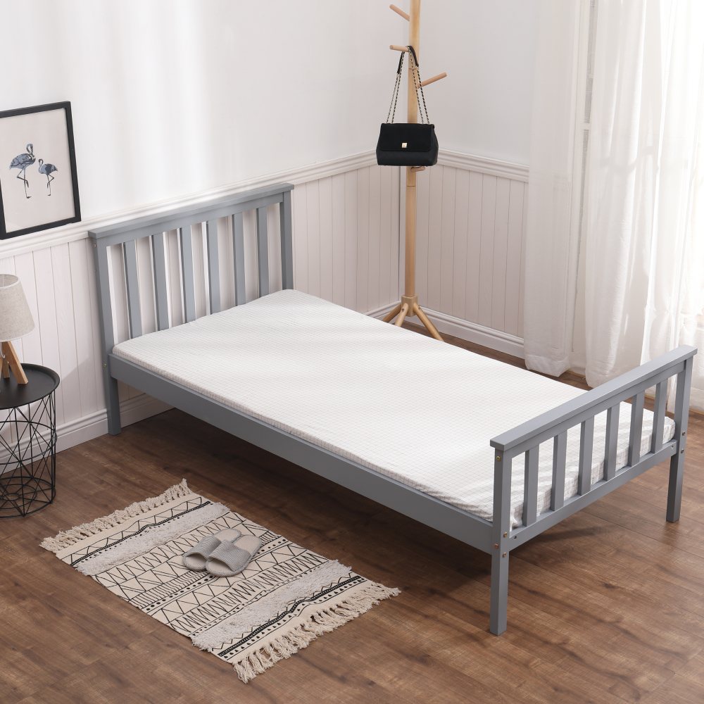 Posteľ s roštom, sivá, 90x200, ANATRA